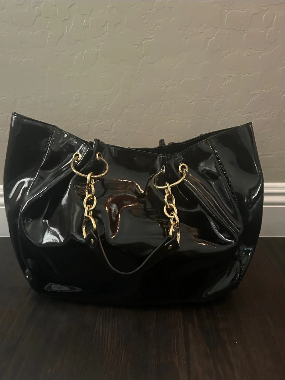 BCBG Glossy Leather Hobo Bag